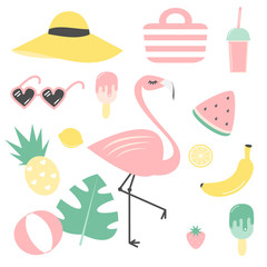 cute cartoon colorful vector summer set collection 