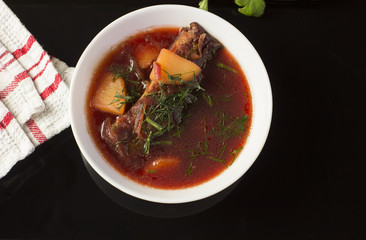 Beetroot soup. Healty traditional nutrition