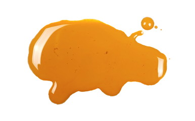 Spilled light brown watercolor isolated on white background, top view