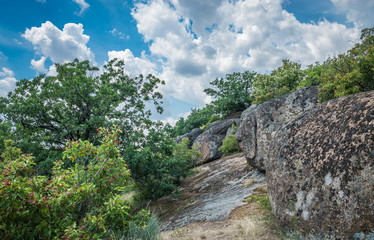 Fototapeta na wymiar Arbuzinka Rocks in the Actovo canyon, Ukraine