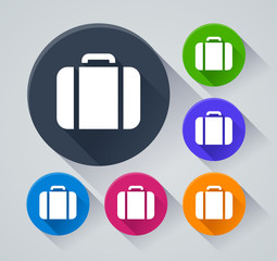 suitcase circle icons with shadow