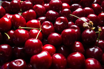 Ripe juicy cherry close-up. Without background, texture