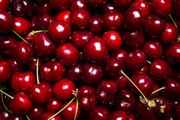 Ripe juicy cherry close-up. Without background, texture