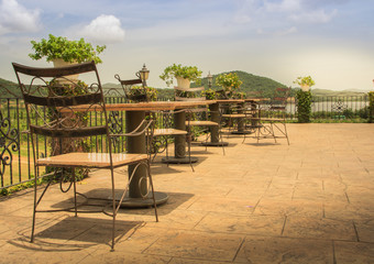 Relaxing snack place Chairs in the  Vineyards . Thailand