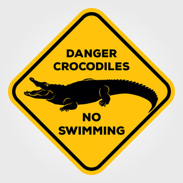Danger crocodiles no swimming sign