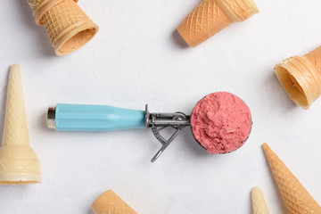 Ice cream spoon with homemade icecream 
