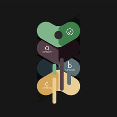 Flat design geometric infographics, arrow shape vector sticker or label, price tags, offer promotion badge, icon design, paper style layout for data graphic visualization step by step process, for