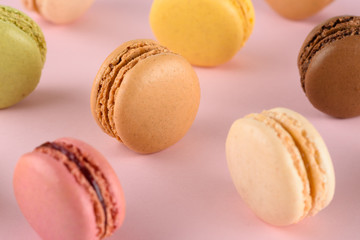 Macarons assorment close up