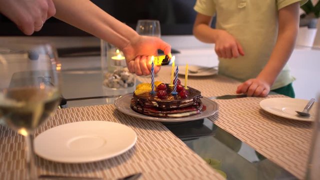Lighting up birthday cake