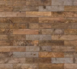 Behang Hout textuur muur Naadloze houten planken textuur achtergrond flatlay
