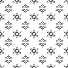 Snowflakes in ethnic style. Uniform chess compact layout. Seamless pattern. Small items