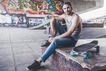 Young man in skatepark