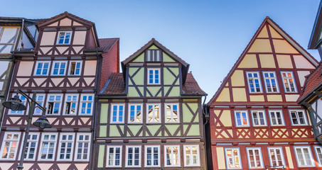 Fototapeta na wymiar Colorful half timbered houses in Hann. Munden, Germany