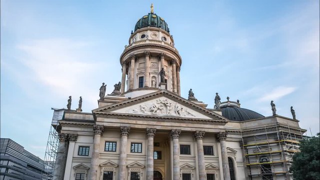 Hyperlapse time lapse sequence of the Franzoesischer Dom in Berlin at dusk