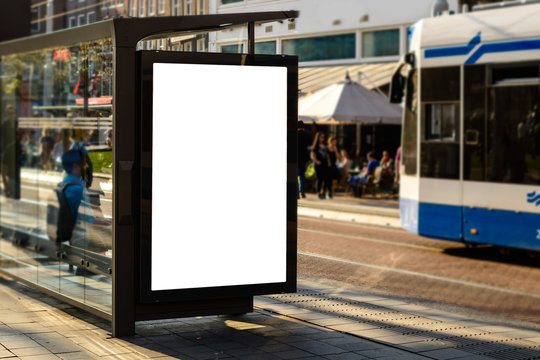 Blank white horizontal mock up of information banner with empty 