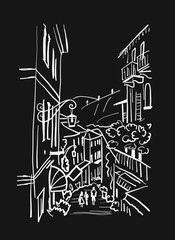 Old european street, sketch for your design