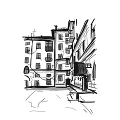 Old apartment house, sketch for your design