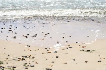 Fototapeta na wymiar sea, sand, small pebbles on the beach, black sea