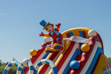 children playing amusement park