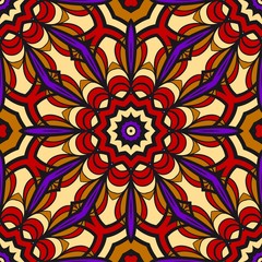 Fototapeta premium Seamless texture of floral ornament. Vector illustration. For the interior design, printing, web and textile