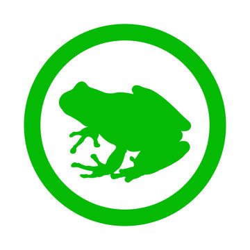 Icono plano rana en circulo verde