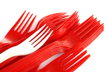 pile of plastic forks