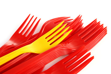 pile of plastic forks