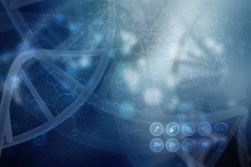 3d render of dna structure, abstract background