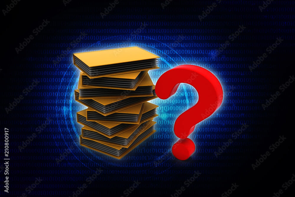 Poster 3d rendering file folder with question symbol