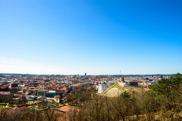 Fototapeta premium Beautiful spring panorama of Vilnius old town at sunny day. View