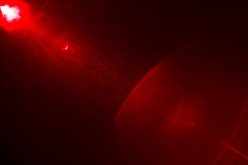 Camera lens flare by laser light create hexagons of objective iris shapes of number depending on...