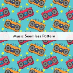 Stickers pour porte Course de voitures Music Seamless Pattern