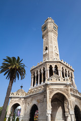 Fototapeta premium Clock tower under blue sky, Turkey