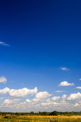 A curly summer clouds on blue sky background