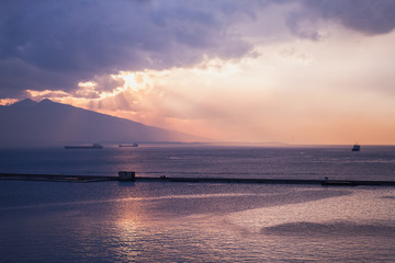 Dramatic sunset over Mediterranean sea