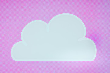 top view of white napkin in shape of cloud isolated on violet