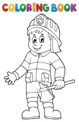 Obraz premium Coloring book firefighter man 1