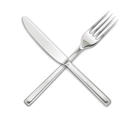 Fork, knife. Set of utensils for eating. Food dishes. Stainless