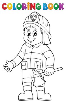 Coloring book firefighter man 1