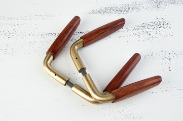 Vintage wooden brass door handles