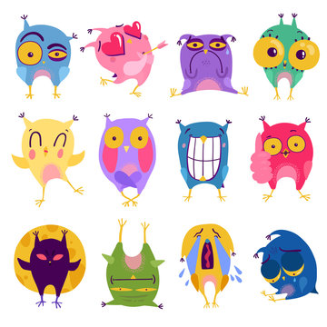 Emotion Owl Stickers Set 