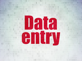 Information concept: Painted red word Data Entry on Digital Data Paper background