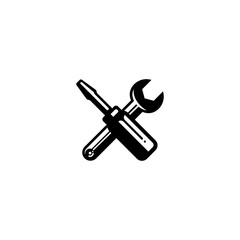 Screwdriver crossed wrench spanner toolkit equipment vector illustration symbol icon