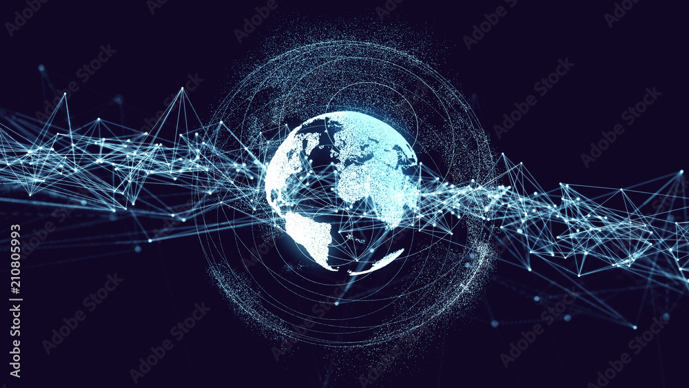 Aufkleber global communication network concept.
