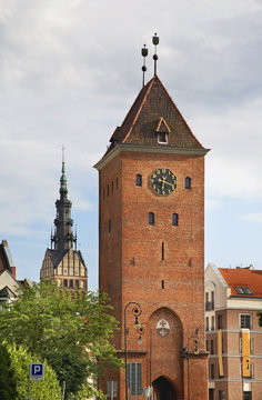 Cathedral of St. Nicholas and Market gate in Elblag. Warmian-Masurian voivodeship. Poland