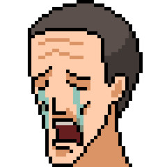 vector pixel art man cry expression