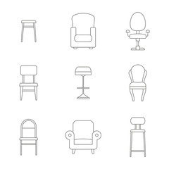 monochrome set with chair icons for your design