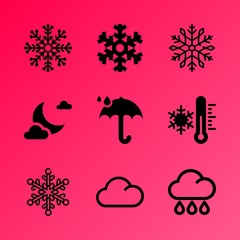 Vector icon set about weather with 9 icons related to tornado, ornate, freezing, sphere, life, christmas, wet, lunar, year and beautiful