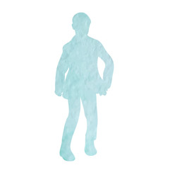 blue watercolor silhouette boy
