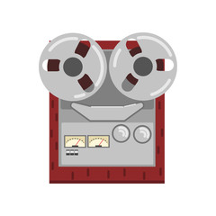 Retro reel recorder tape player vector Illustration on a white background